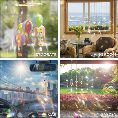 Kristall Sonnenfänger Set 6 Sonne Mond Sterne Fenster Deko