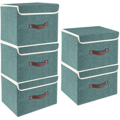 Faltbare Aufbewahrungsbox mit Deckel, 5er Set, Aqua Deep