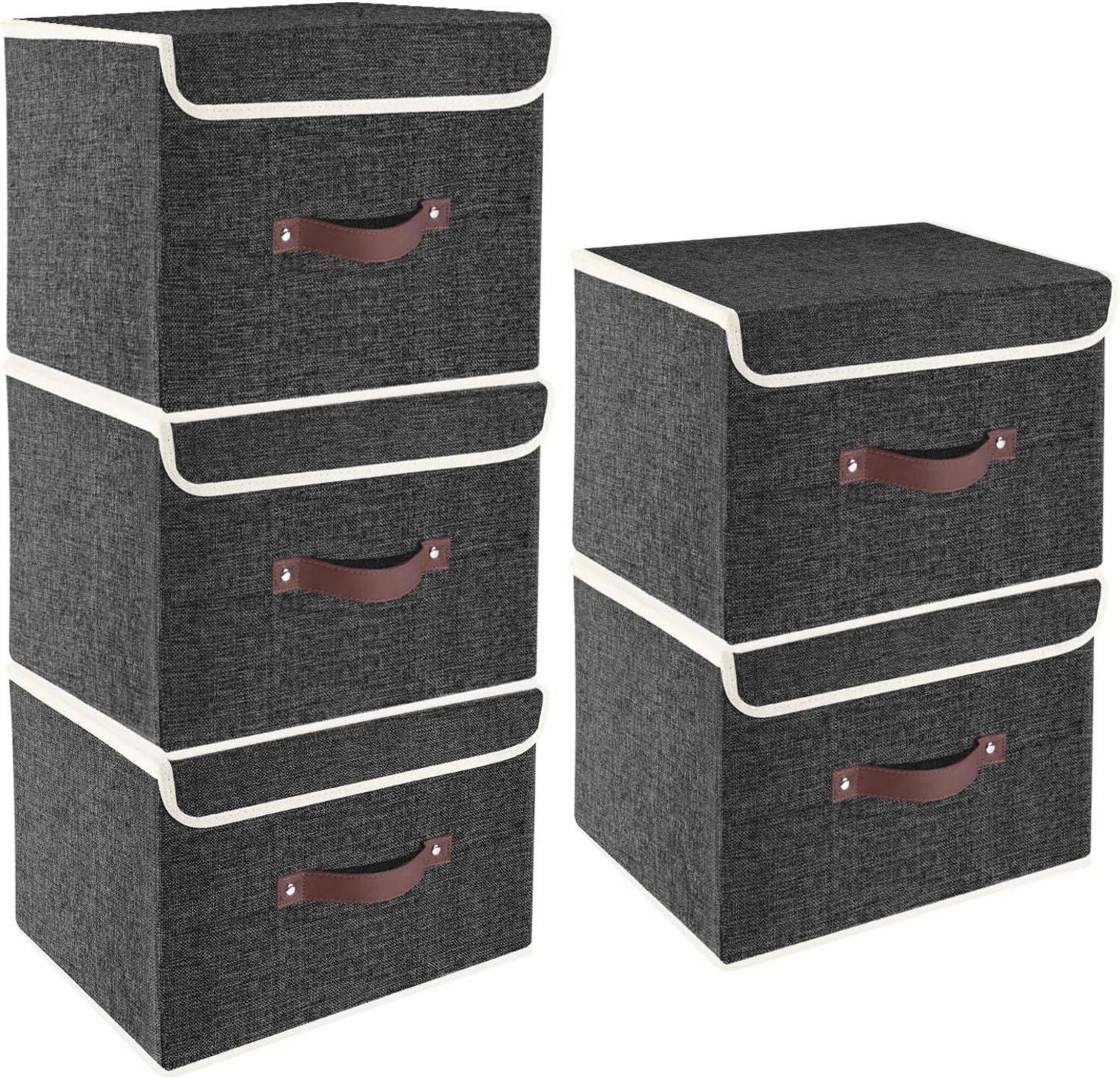 Faltbare Aufbewahrungsbox mit Deckel Stoff Waschbare Kisten 38x25x25