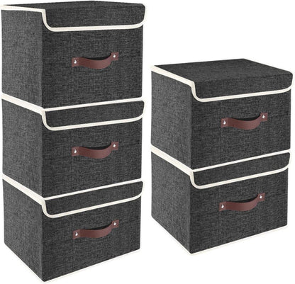 Faltbare Aufbewahrungsbox mit Deckel Stoff Waschbare Kisten 38x25x25