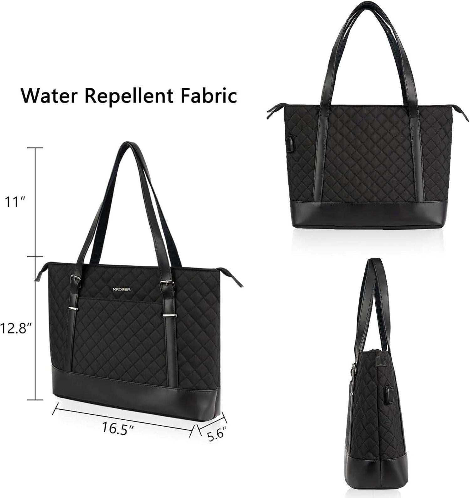 Schwarze Damen Laptop Tasche 15,6 Zoll Groß Leicht Tote Bag Business Uni Reise