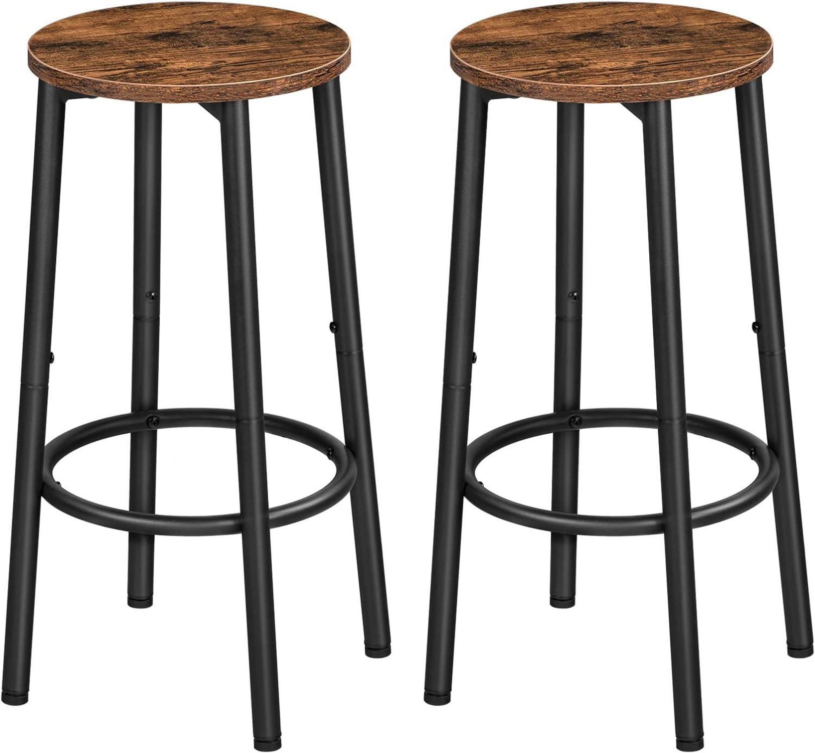 Barhocker 2er-Set Küche Barstuhl Fußstütze Metallgestell Vintage