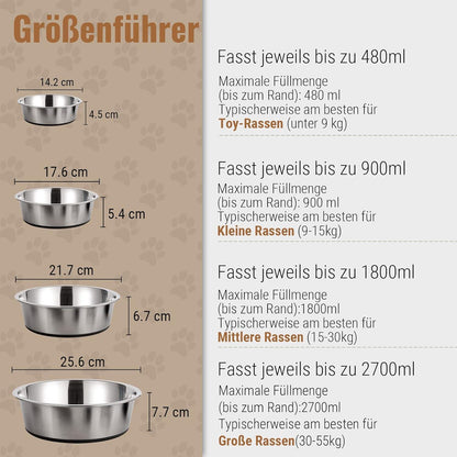 Hundeschalen Edelstahl Rutschfestes Silikonkautschuk 1800ML 2 Stücke
