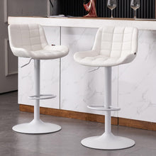 Höhenverstellbare Barhocker 2er Set mit Lehne, Weißafür 360° Drehstuhl
