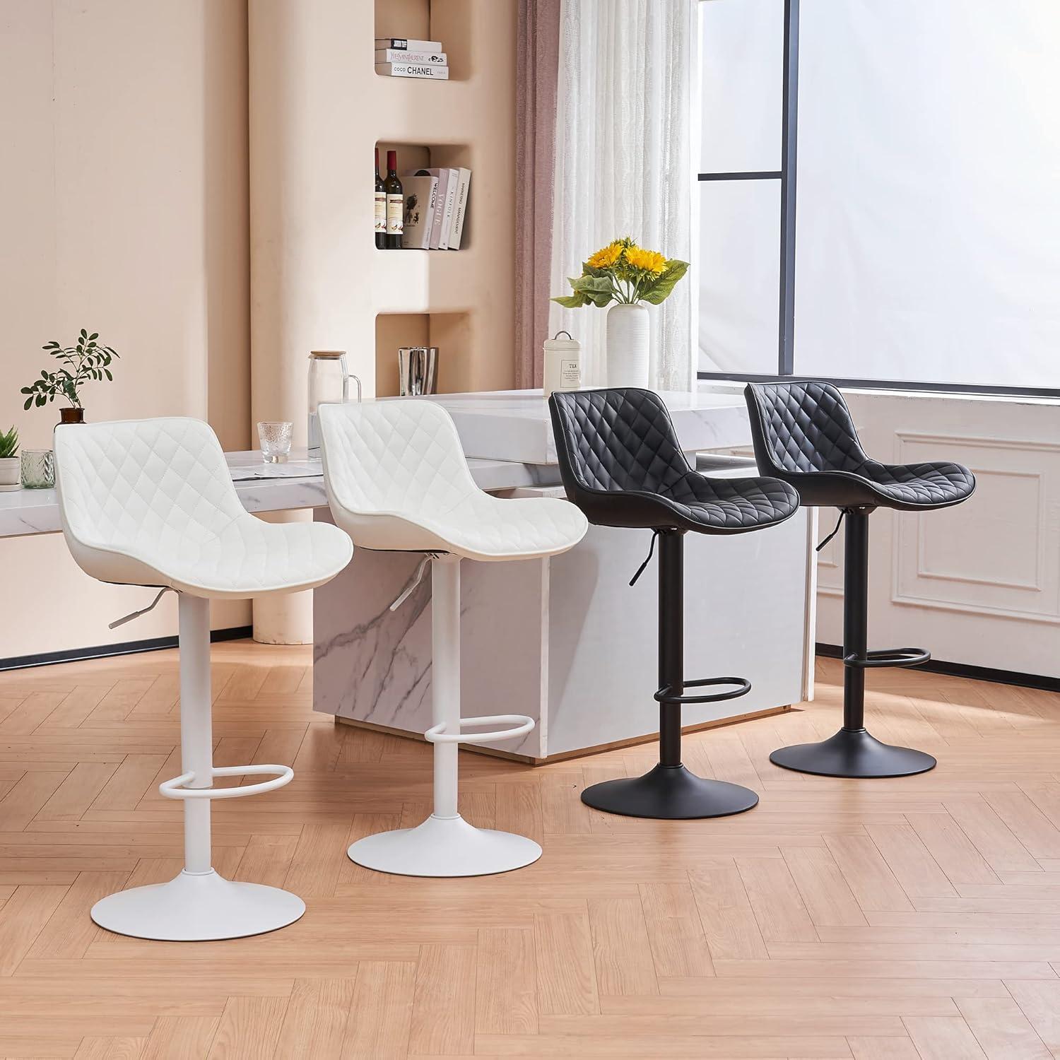 Verstellbare Barhocker 2er Set mit Lehne und Sitzkissen