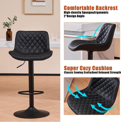 Barhocker 2er Set, Höhenverstellbar mit Lehne und