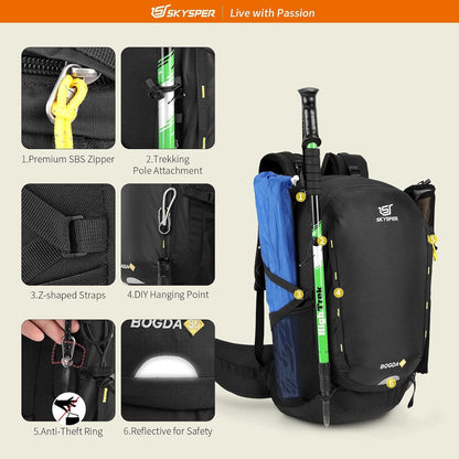 Wanderrucksack 30L Camping Backpack mit Rückenbelüftung und