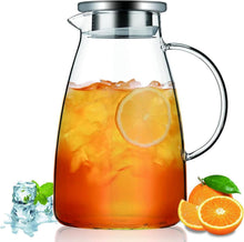 Wasserkaraffe Klarglas 2.0L Heiß Kalt Krug Limonade Tee