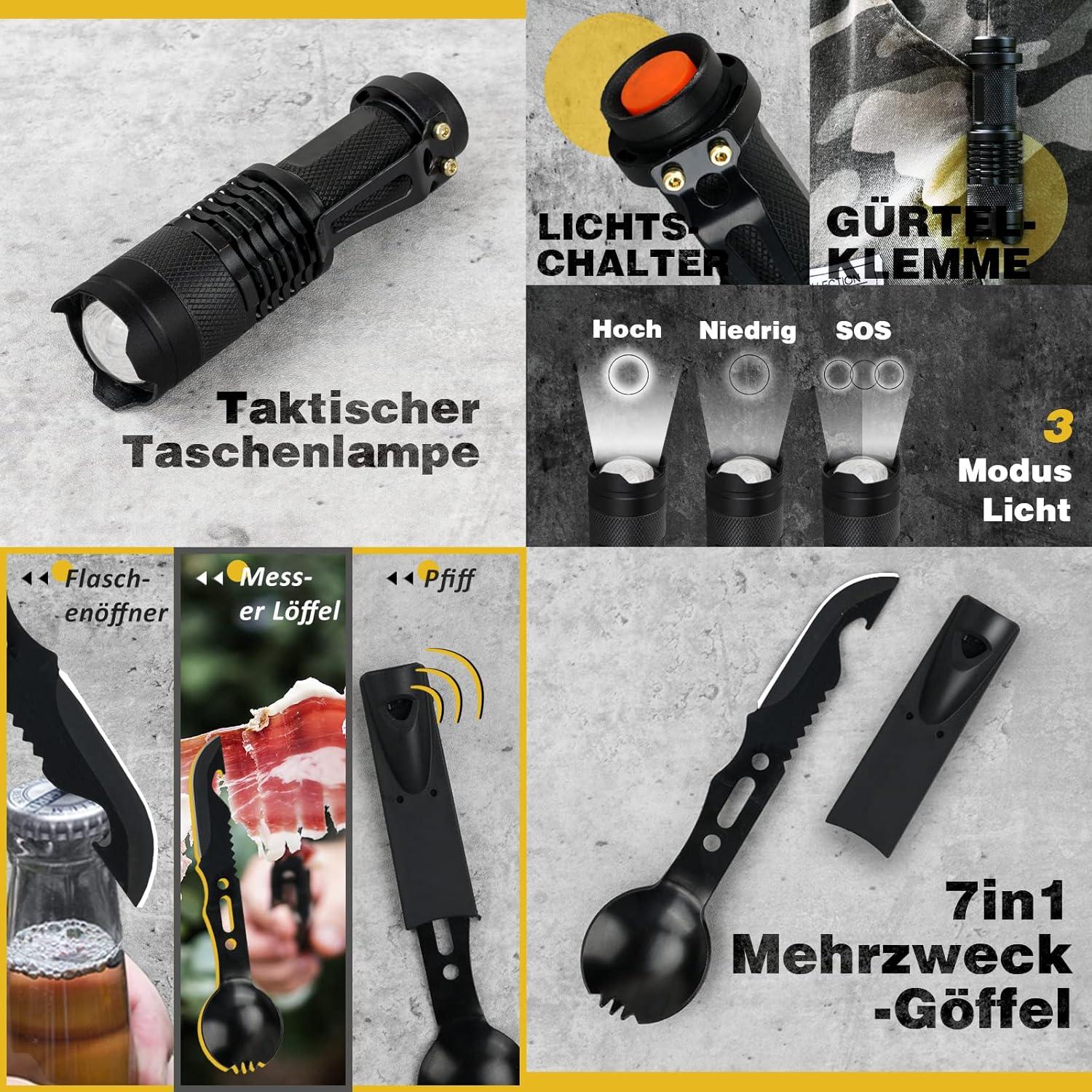 Survival Kit Geschenkset Männer Vater 14-in-1 Ausrüstung Camping Abenteuer