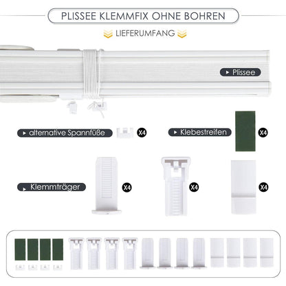 rollos für ohne bohren jalousien Plissee Klemmfix 35x100cm