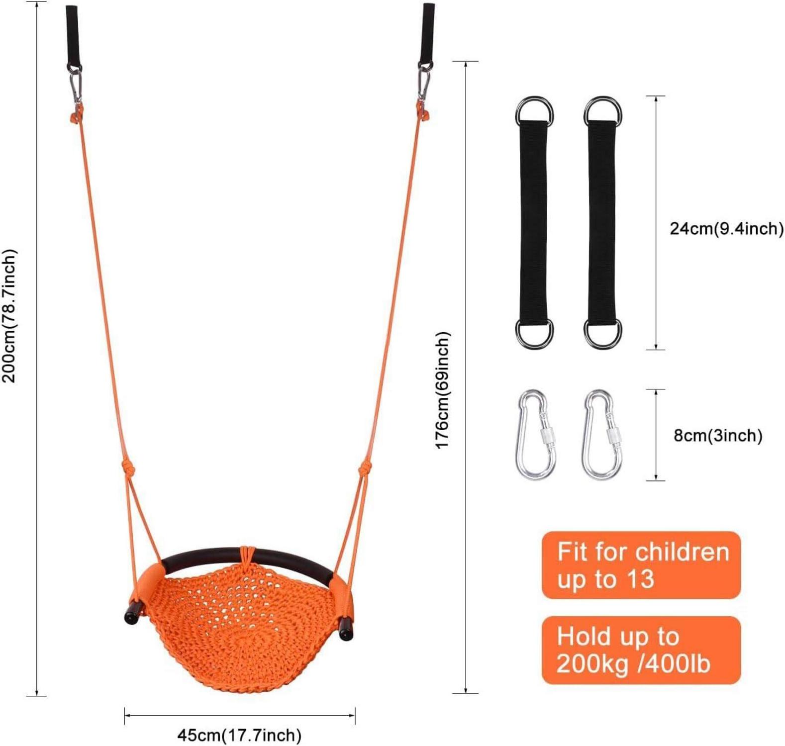 Kinderschaukel Outdoor Bequem Atmungsaktiv Höhenverstellbar Orange