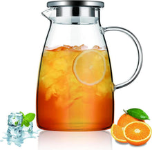 Wasserkaraffe mit Abnehmbarem Deckel 1.5L Glaskaraffe für Heiß und