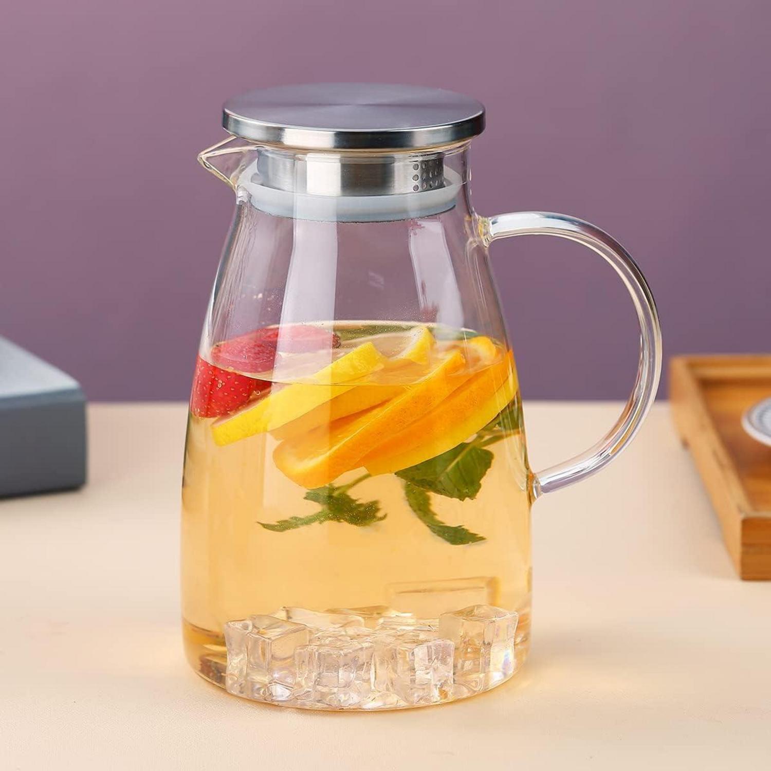 Kyraton Glaskaraffe 1.5L mit Abnehmbarem Deckel für Heiß und
