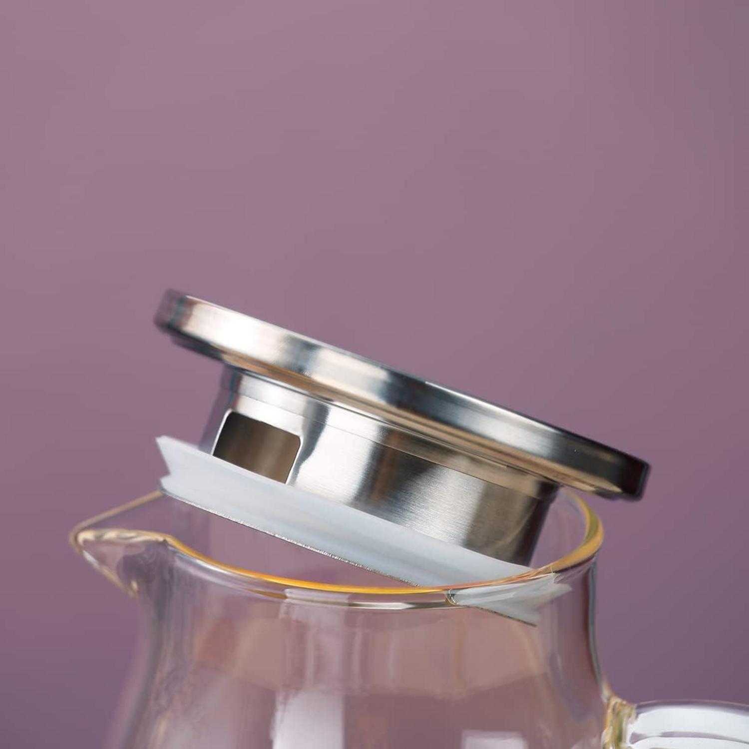 Wasserkaraffe Klarglas 1.5L mit Deckel, Heiß Kaltgetränke Glaskaraffe
