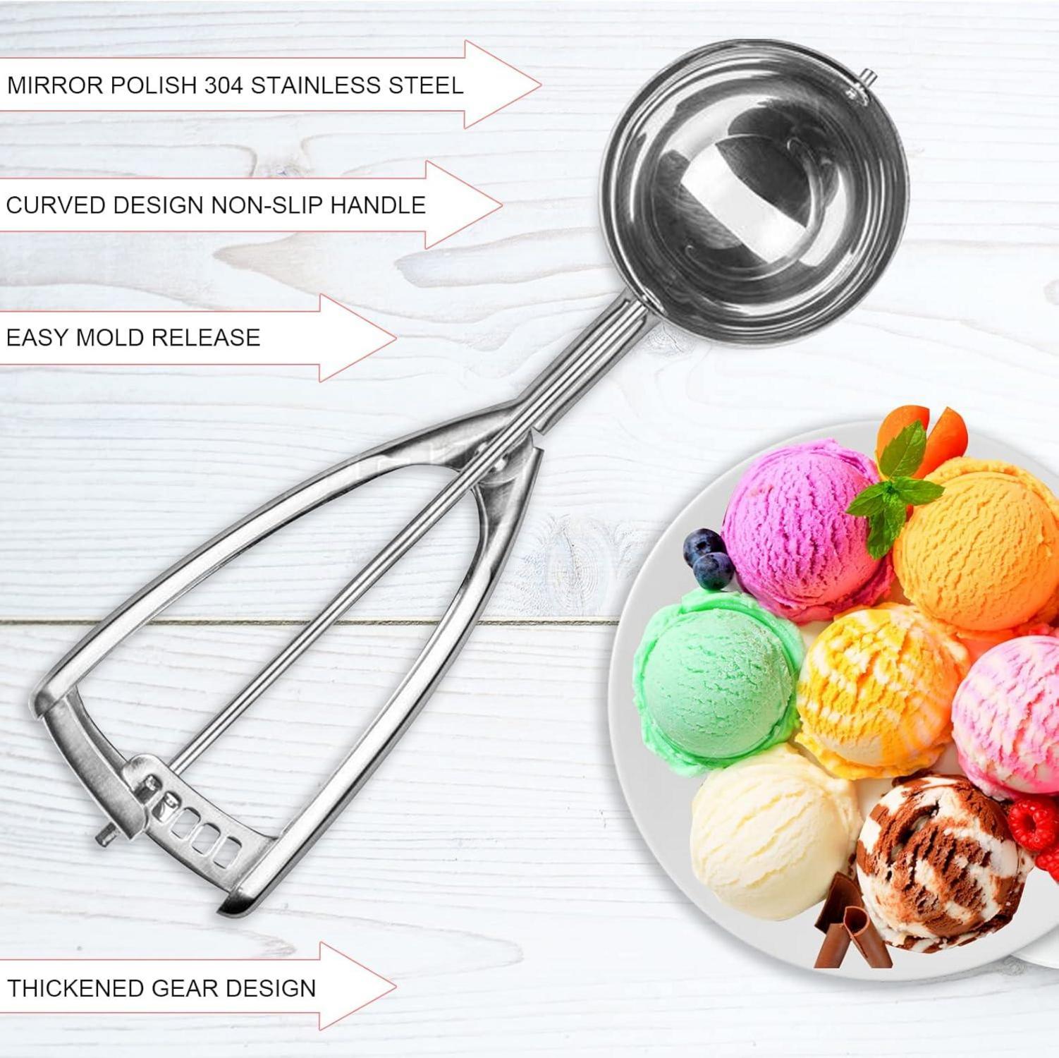 Edelstahl Eisportionierer mit Auslöser 6,3 cm Keksschaufel