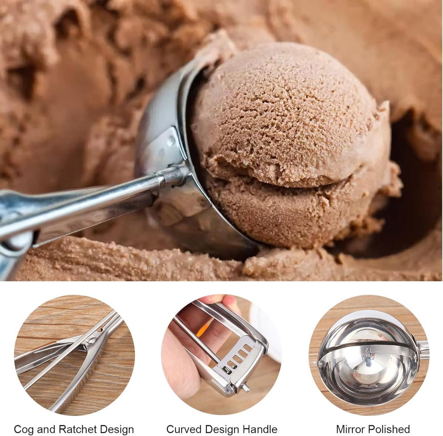 Edelstahl Eisportionierer mit Auslöser 6,3 cm für Keksteig, Cupcakes, Eiscreme