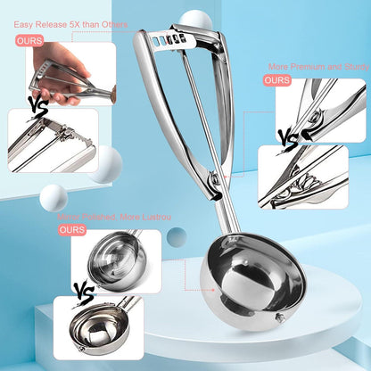 Edelstahl Eisportionierer Auslöser Keksschaufel Melonenbällchen 6,3 cm