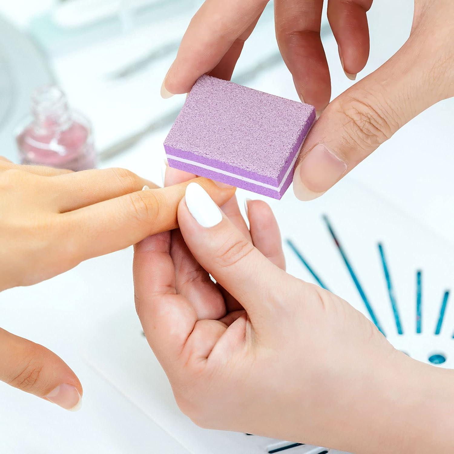 Mini-Nagelpufferblöcke 50 Stück Körnung 180/100 für Nagelpflege lila waschbar