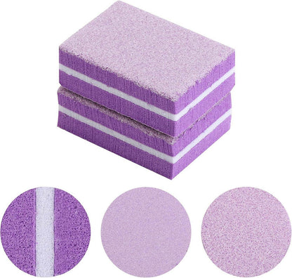 Mini-Nagelpuffer 180/100 lila 50 Stück waschbar Nagelpflege