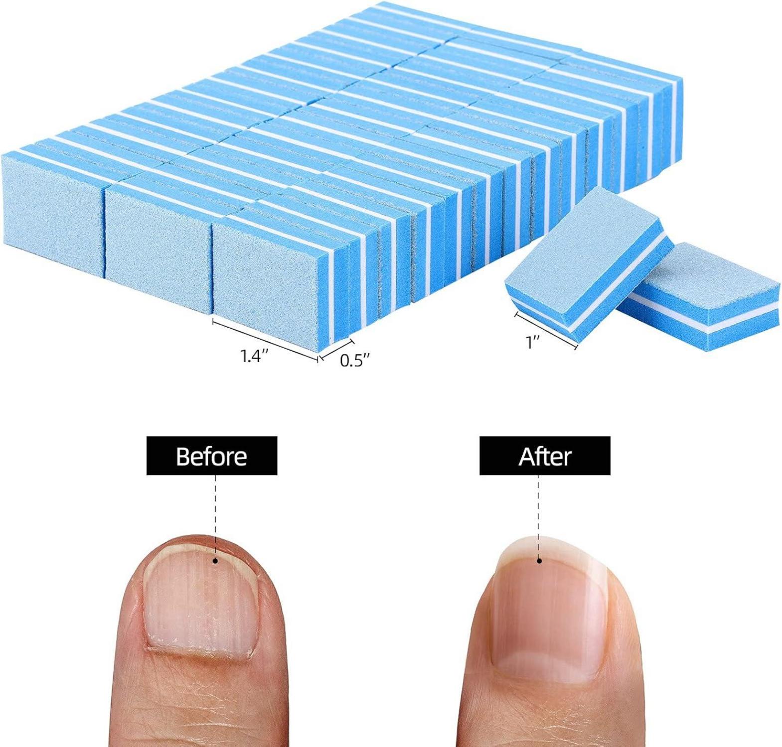 Mini Nagelpolierblöcke 100 Stück Körnung 180/100 waschbar Blau