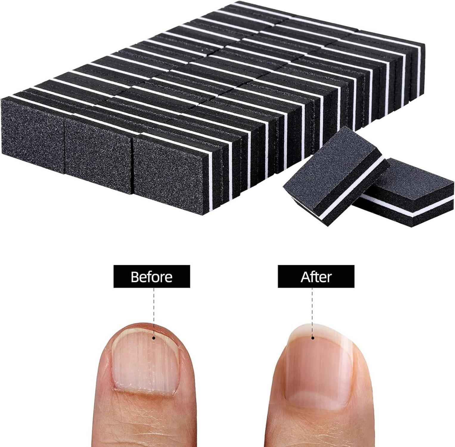 Mini-Nagelpufferblöcke 100 Stück Körnung 180/100 waschbar Nagelpflege Schwarz