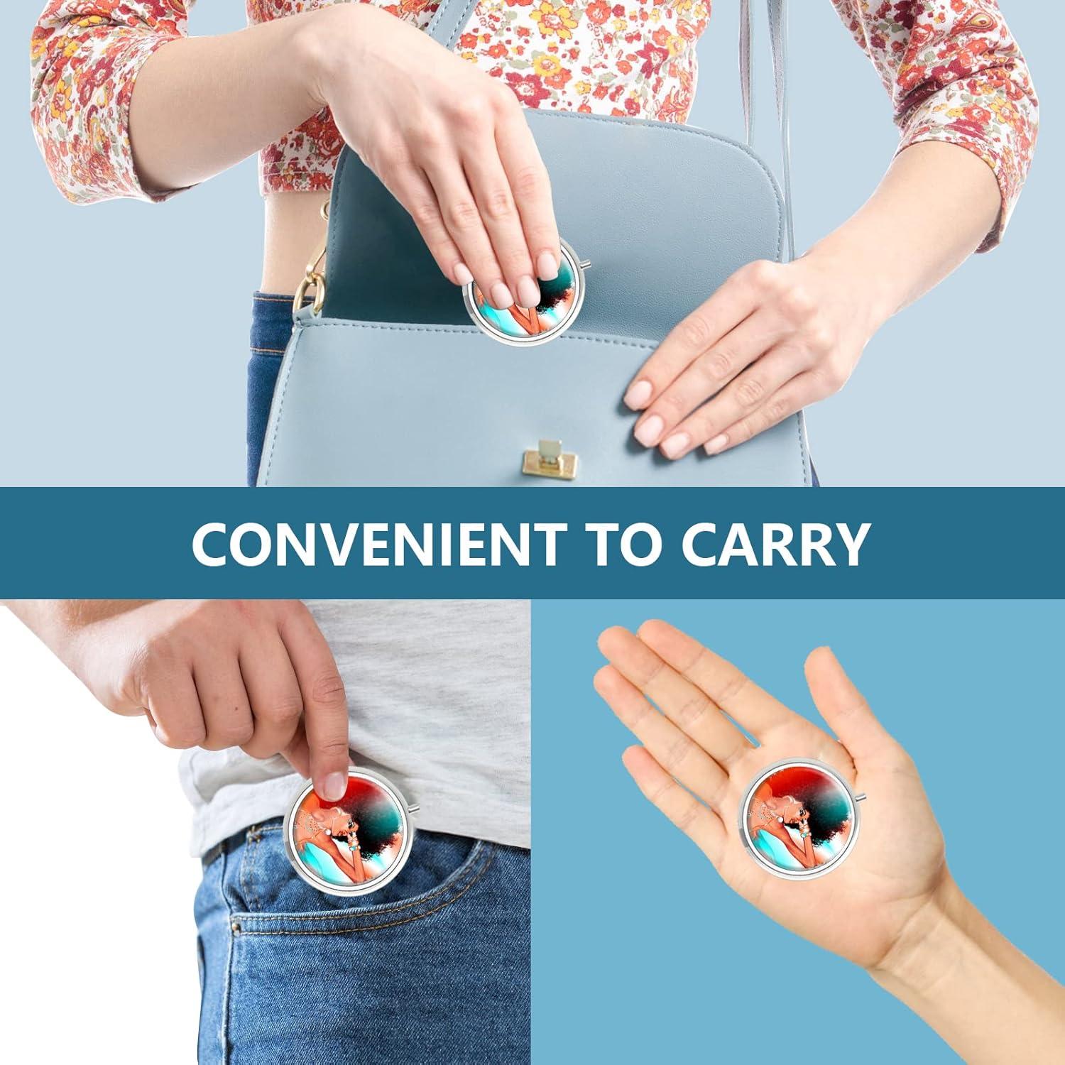 Pillendose 3 Fächer tragbar für Tasche Geldbörse Metall