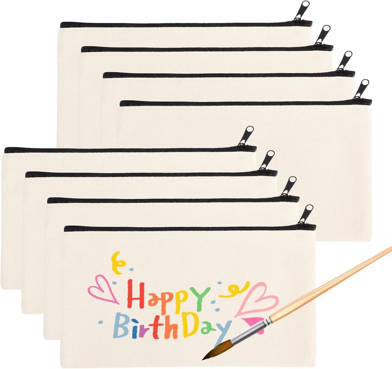 DIY Blanko Stoffbeutel Set zum Bemalen Kinder 8er Pack