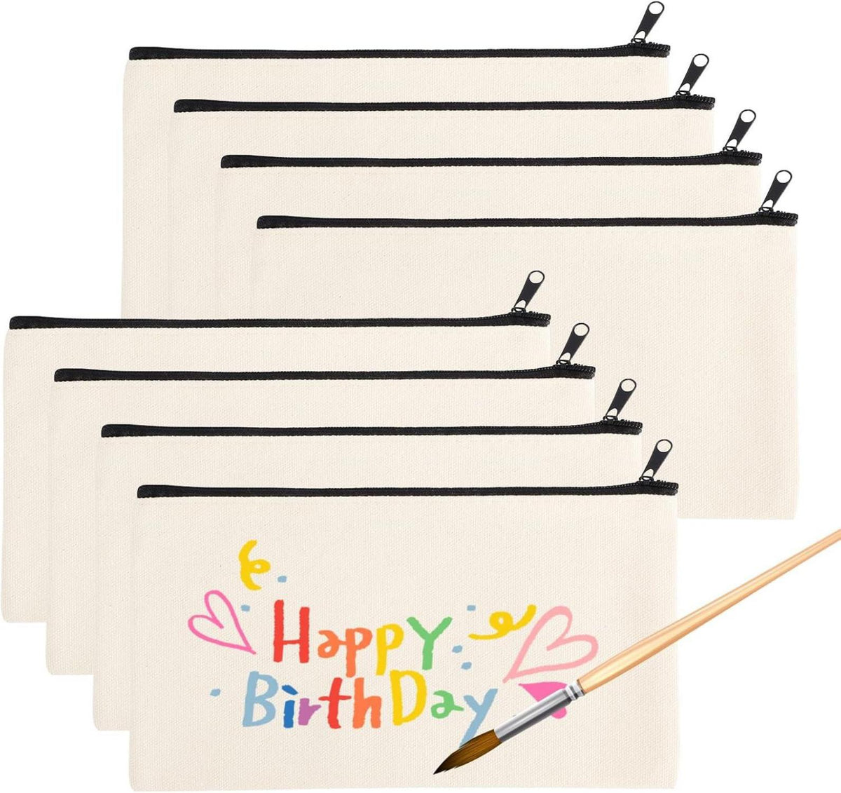 DIY Blanko Stoffbeutel Set zum Bemalen Kinder 8er Pack