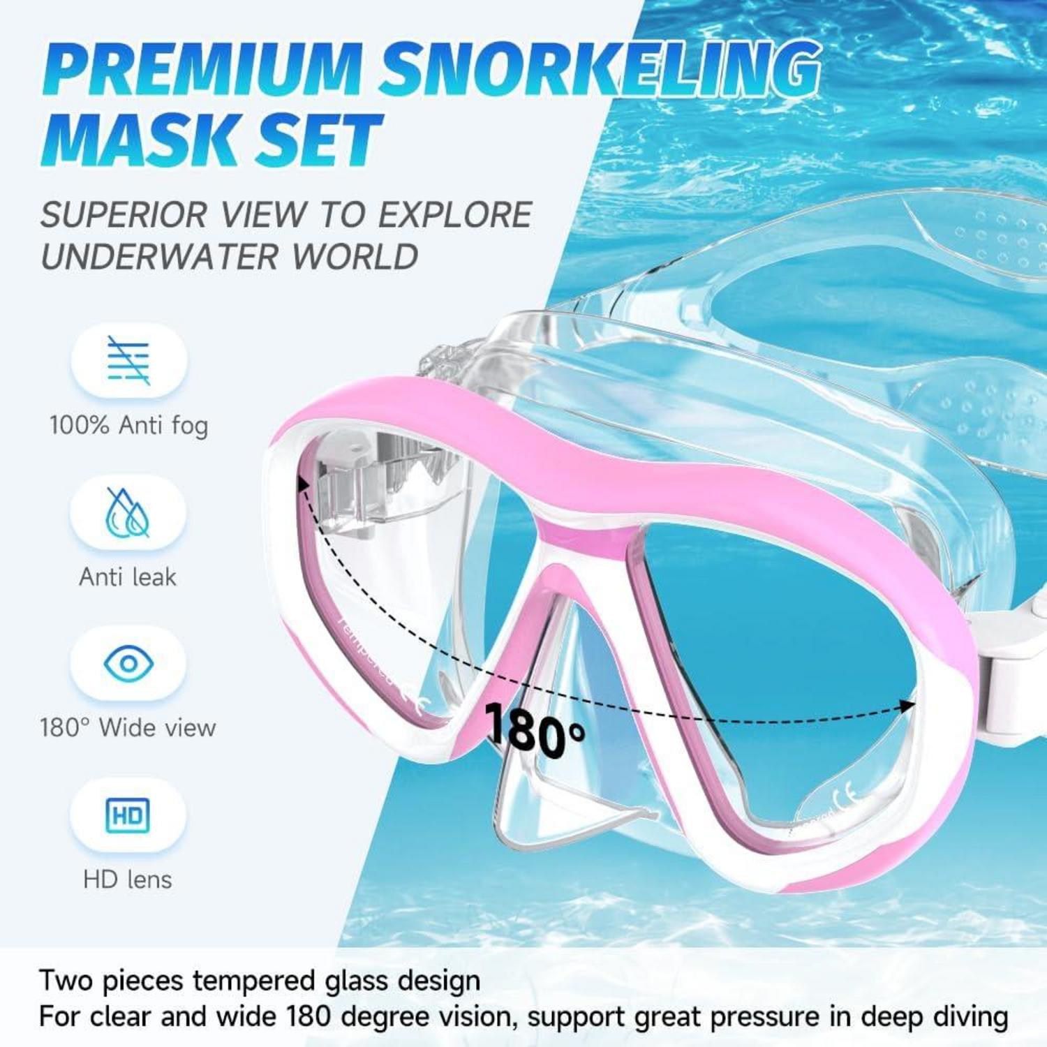 Findway Schnorchelset Erwachsene mit Taucherbrille Anti-Leck