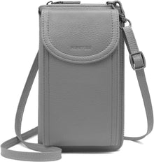 RFID Schutz Handytasche Umhängetasche Damen Leder Crossbody Dunkelgrau
