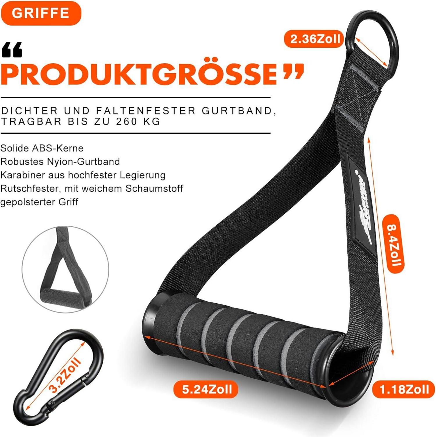 Fitnessband Griffe Widerstandsbänder grau/rot 2 Stück Workout Zubehör