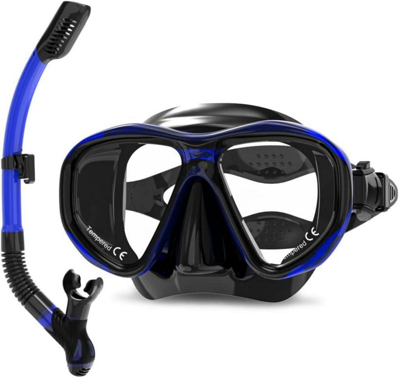 Findway Schnorchelset Erwachsene mit Taucherbrille und Schnorchel Schwarz/Blau
