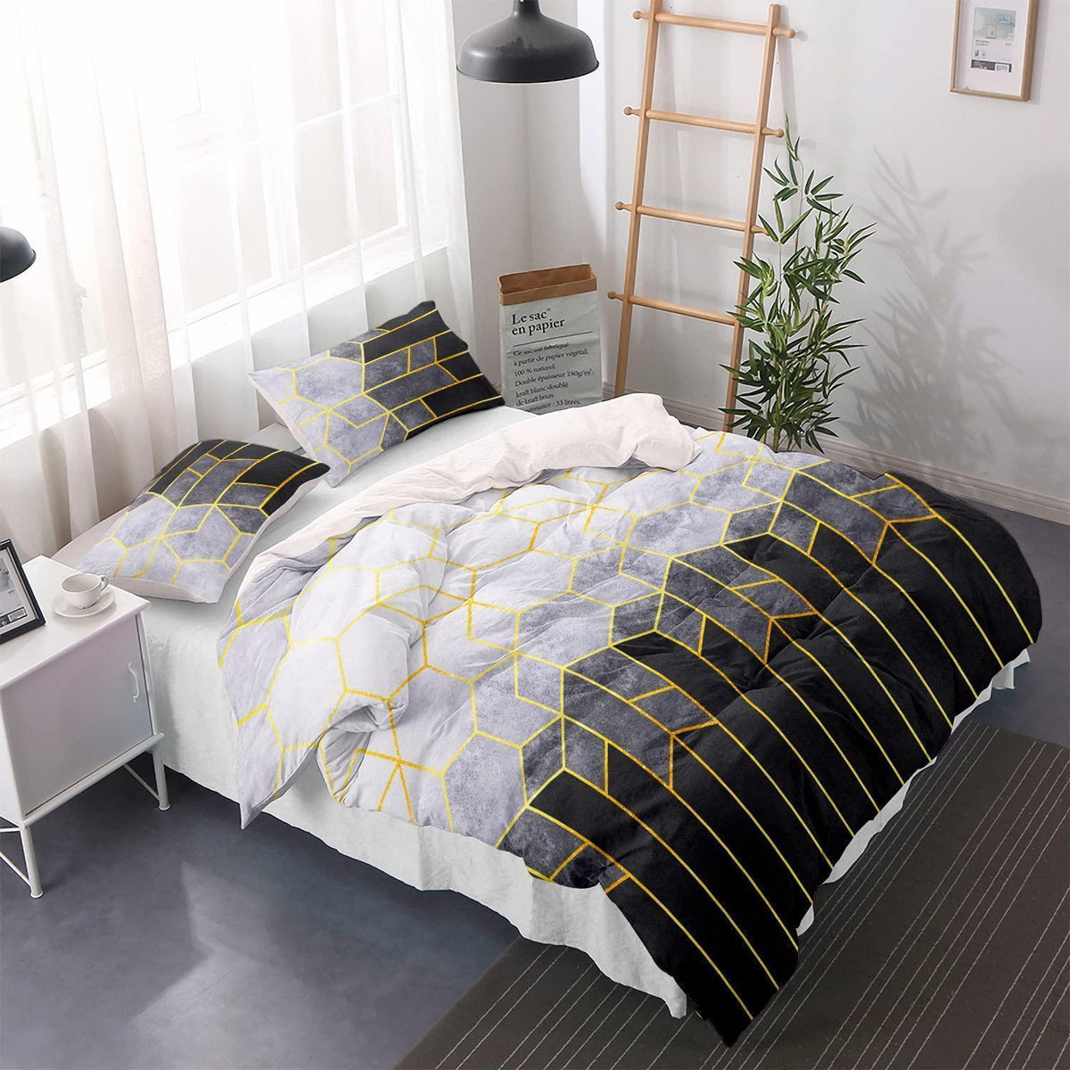 Bettwäsche-Set 220x240cm Grau Gestreift | Modern & Weich