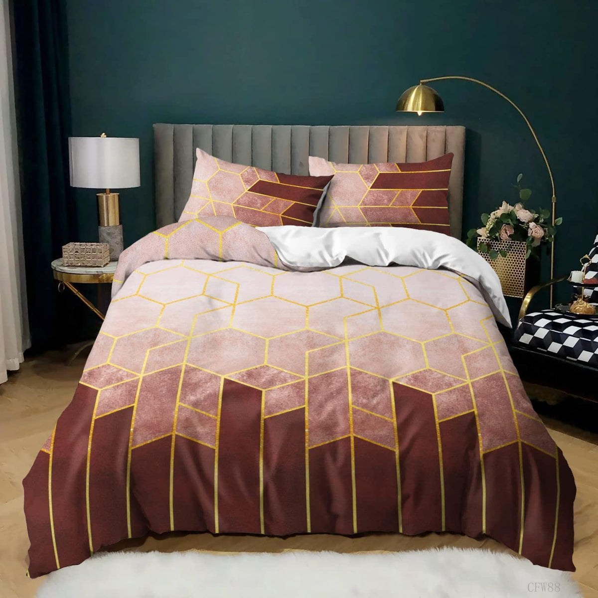 Bettwäsche-Set 220x240cm Gestreift Taupe Braun | Modern & Weich