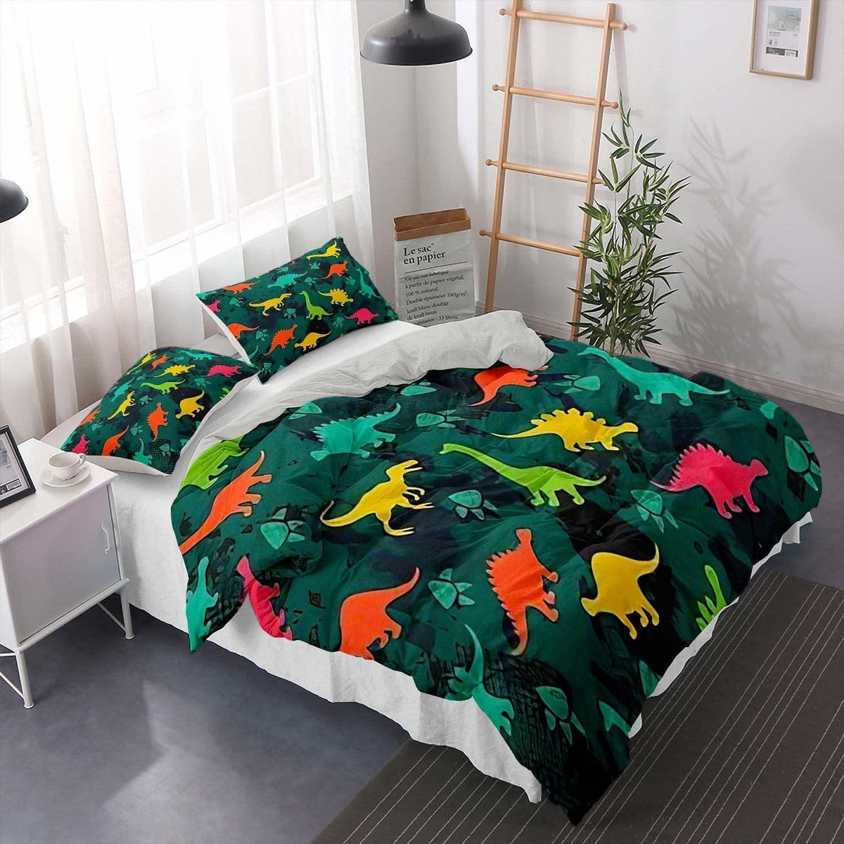 Kinder Bettwäsche Set Dino 200x200cm – Cartoon Dinosaurier