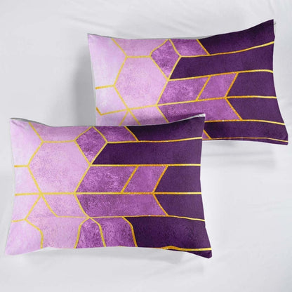 Lila Gestreifte Bettwäsche Set 220x240 + 2 Kissen 80x80cm