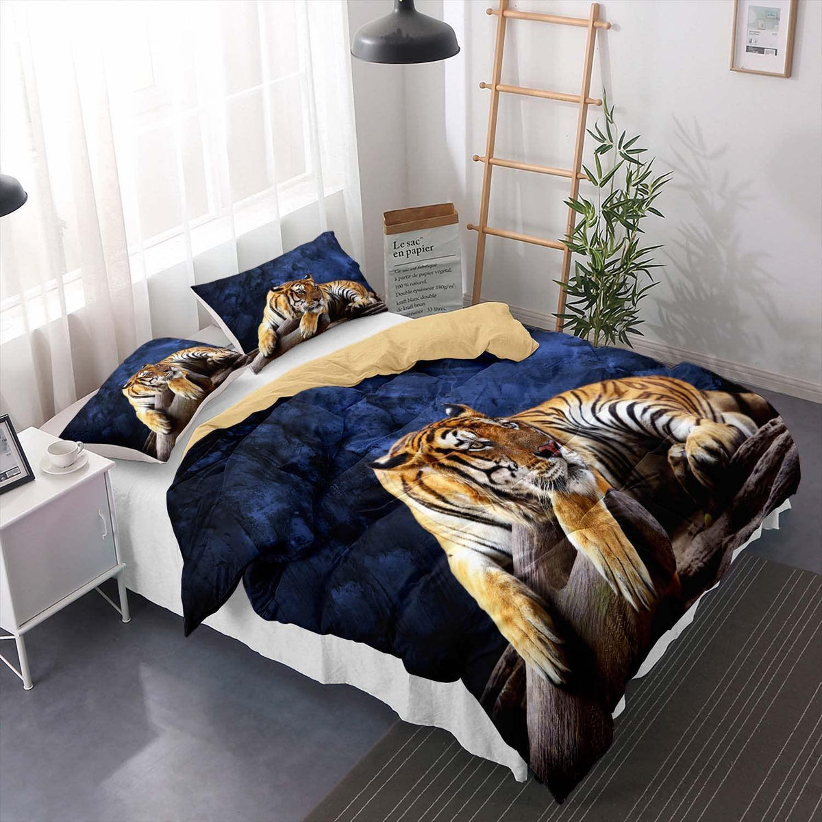 Tiger Druck Bettwäsche Set 200x220cm + 2 Kissenbezüge