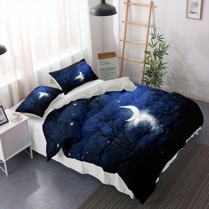 Kinder Bettwäsche Set Mond Sterne Galaxie 220x240cm