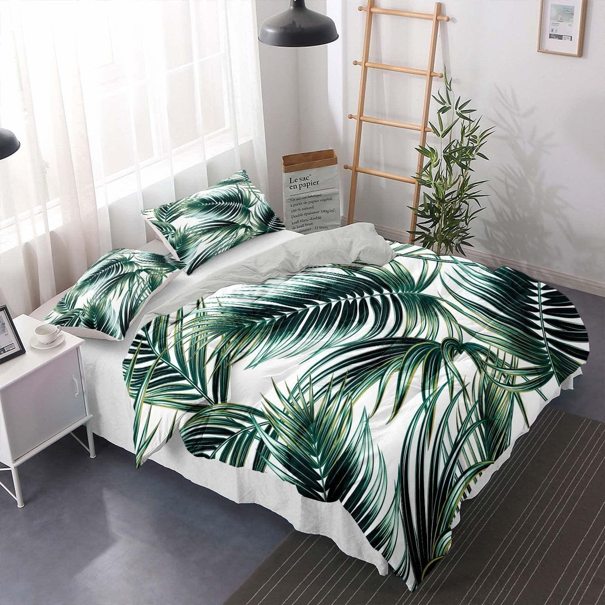 Grüne Bettwäsche Set 200x200cm – Tropische Blätter & Mikrofaser