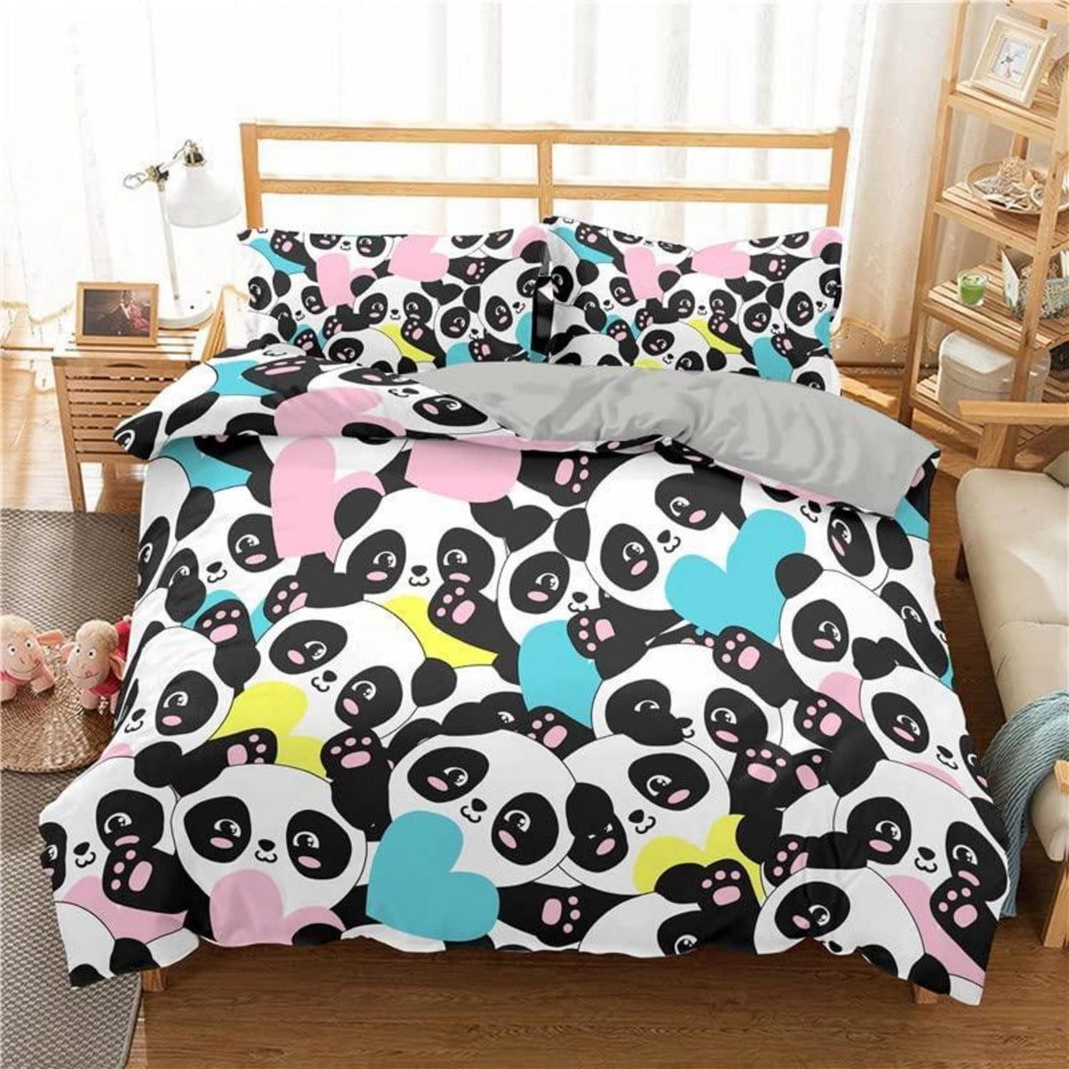 Panda Bettwäsche Set 200x200 cm – Niedliches Tier Motiv für Kinder