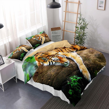 Tiger Druck Bettwäsche Set 220x240cm + 2 Kissenbezüge