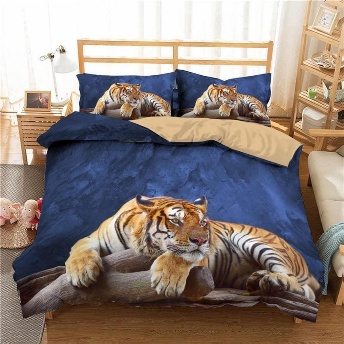 Tiger Druck Bettwäsche Set 220x240cm + 2 Kissenbezüge