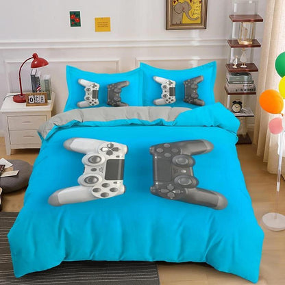 Gamer Bettwäsche Set 200x200cm – Gamepad Bettbezug für Kinder & Teenager