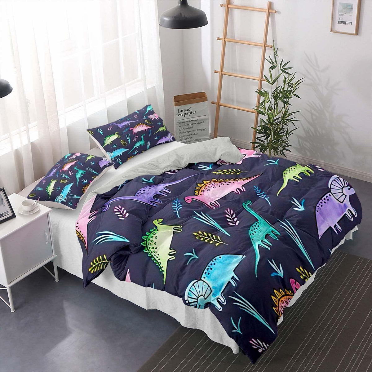 Kinder Bettwäsche Set Dino 200x200cm – Cartoon Dinosaurier