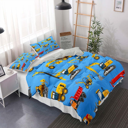 Bettwäsche-Set 200x200cm Blau mit technischem Fahrzeug Design