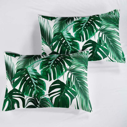 Grüne Bettwäsche-Set 220x240cm mit Blättermotiv
