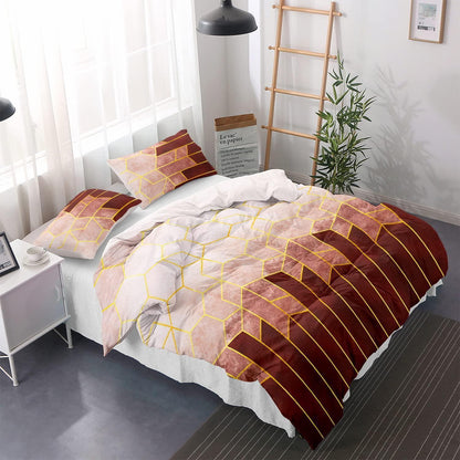 Bettwäsche Set Taupe Braun Gestreift 200x220cm & 80x80cm