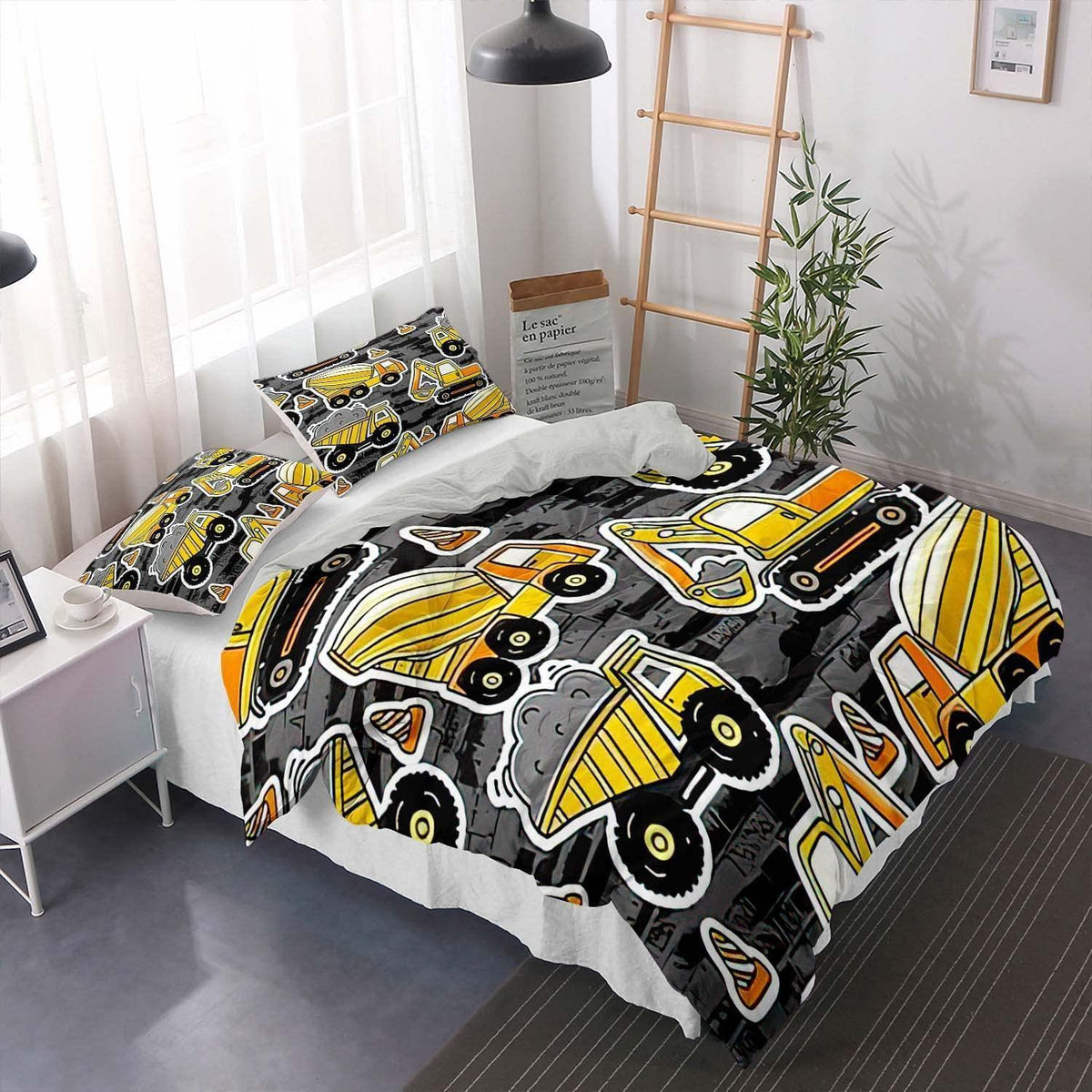 Bettwäsche-Set Grau 220x240cm mit 2 Kissenbezügen 80x80cm