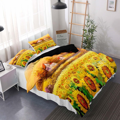 Sonnenblumen Bettwäsche Set 200x200cm Kinderzimmer Bettbezug