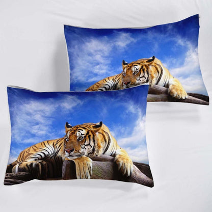 Tiger Druck Bettwäsche Set 200x200cm mit 2 Kissenbezügen